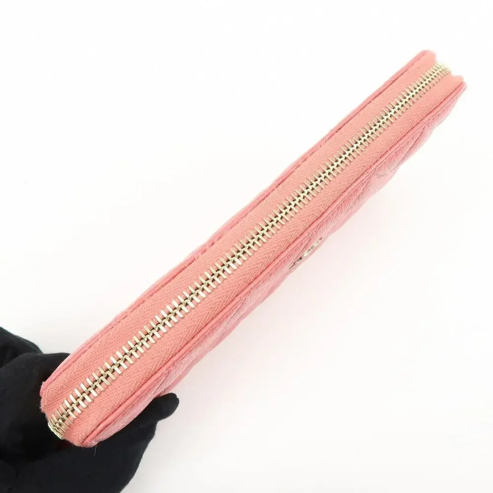 Chanel Matelasse Caviar Leather Zippy Wallet Pink